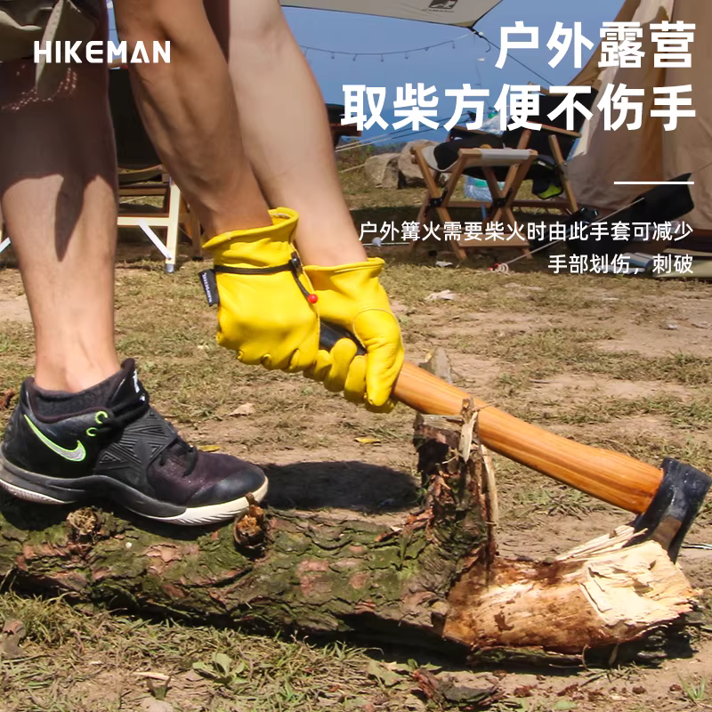 Găng tay da bò lớp đầu tiên khi cắm trại ngoài trời, cách nhiệt khi nướng thịt, chống bỏng, bảo hộ lao động, chống mài mòn, bảo vệ, găng tay đi xe máy cổ điển