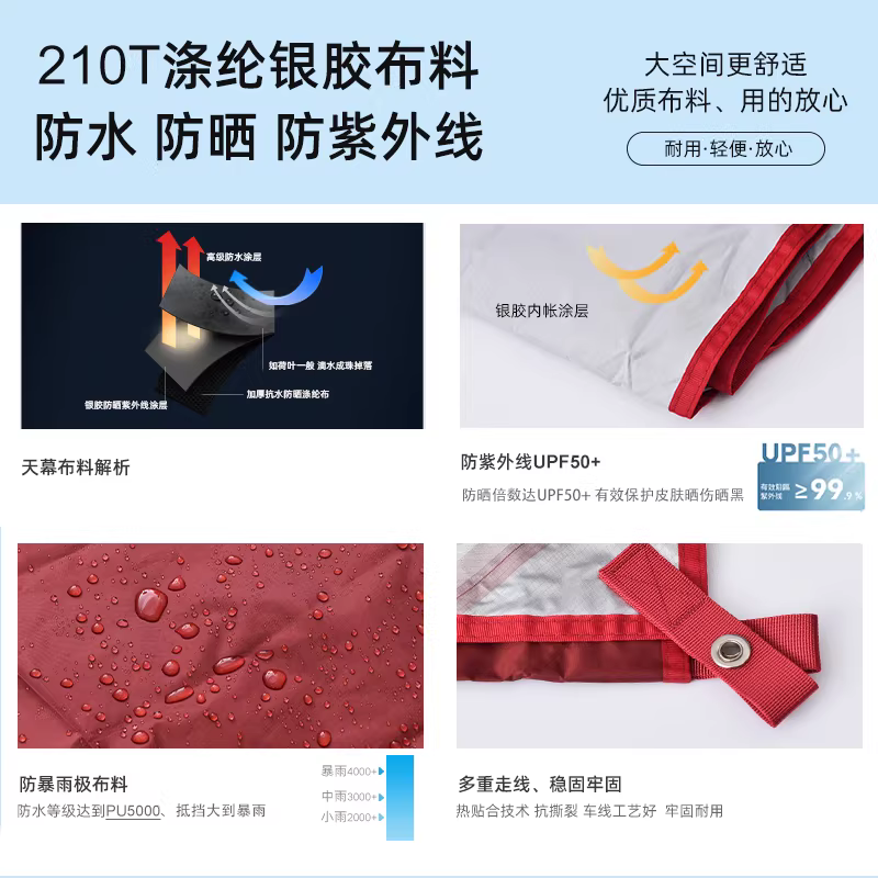 Lều tán ngoài trời cực lớn, chống mưa, chống nắng, phủ bạc, chống tia cực tím, cắm trại dã ngoại, tấm che nắng di động siêu nhẹ