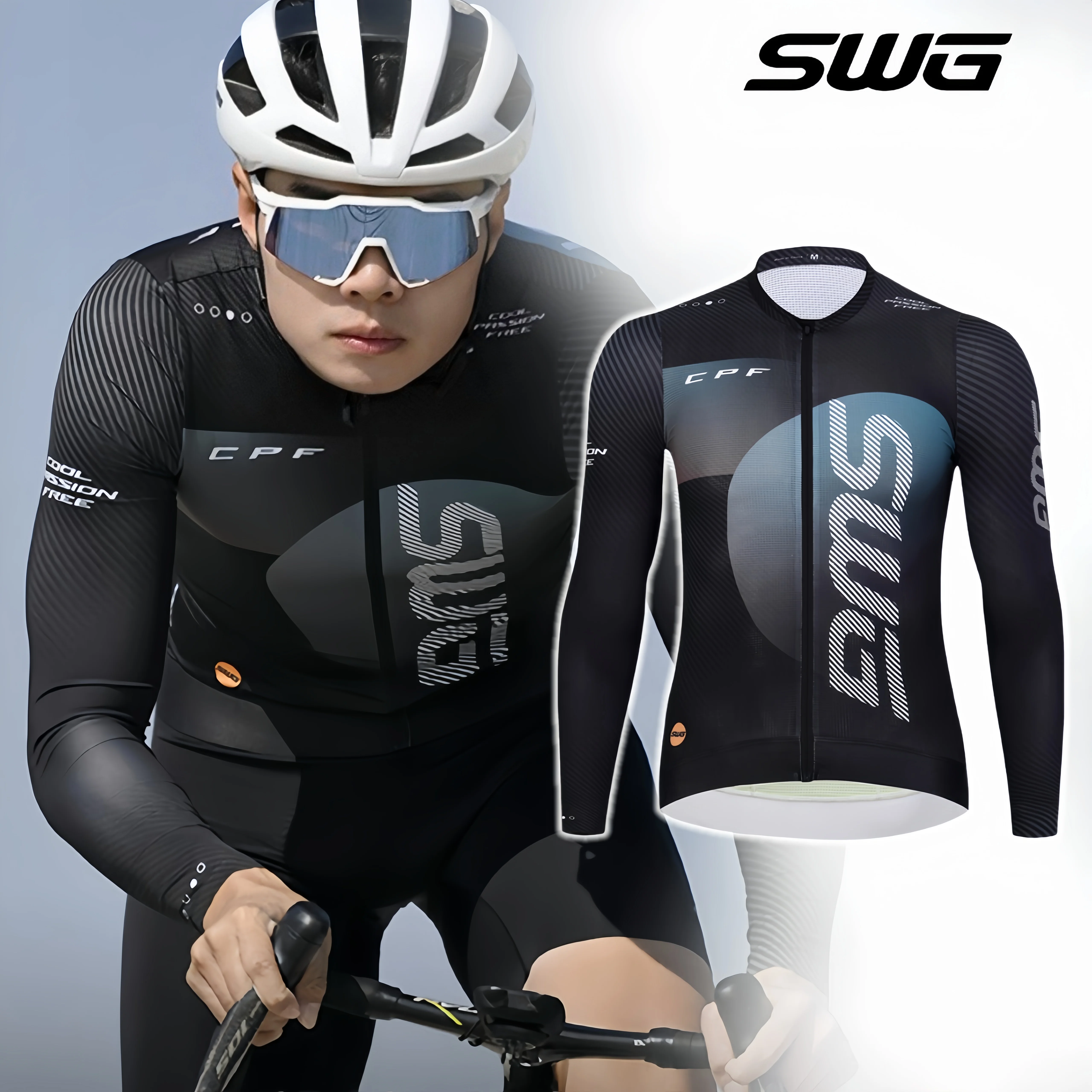 Áo thun đi xe đạp dài tay mùa xuân thu SWG Mingsheng, áo đi xe đạp đường trường vừa vặn, thoáng khí, áo đi xe đạp dài tay nhanh khô và thấm mồ hôi