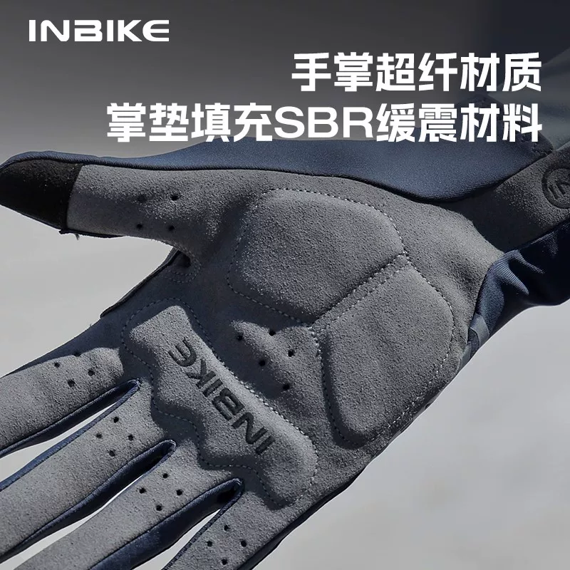 Găng tay đi xe đạp ấm áp INBIKE có màn hình cảm ứng toàn ngón tay mùa thu đông, thiết bị đi xe đạp đường trường chống sốc dành cho nam và nữ