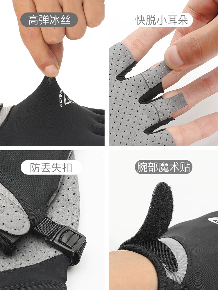 Găng tay nửa ngón chơi gôn mùa hè dành cho nam, chống trượt khi đạp xe, găng tay thể dục chống nắng khi lái xe bằng lụa băng thoáng khí dành cho nữ