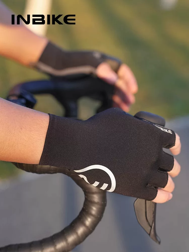 Găng tay đi xe đạp nửa ngón INBIKE có đệm ngắn ngón tay chống mài mòn thoáng khí unisex xe đạp đường trường mùa xuân và mùa hè Yueying