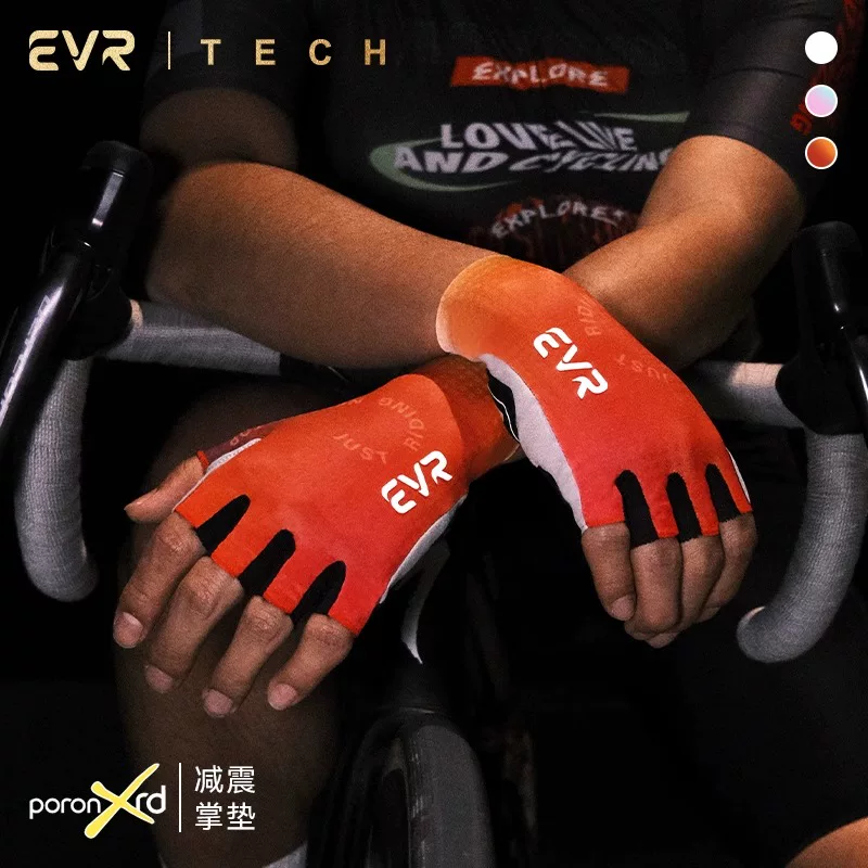 Găng tay đi xe đạp EVR nửa ngón tay PoronXRD Găng tay xe đạp đường trường thoáng khí chống sốc dành cho nam và nữ mùa xuân, mùa hè và mùa thu graffiti ngắn ngón tay