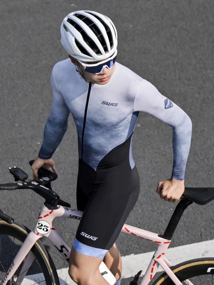 SWG Mingsheng Bộ đồ đi xe đạp một mảnh xe đạp đường bộ quần short dài tay nam mùa xuân hè mỏng nhanh khô xe đạp chống nắng