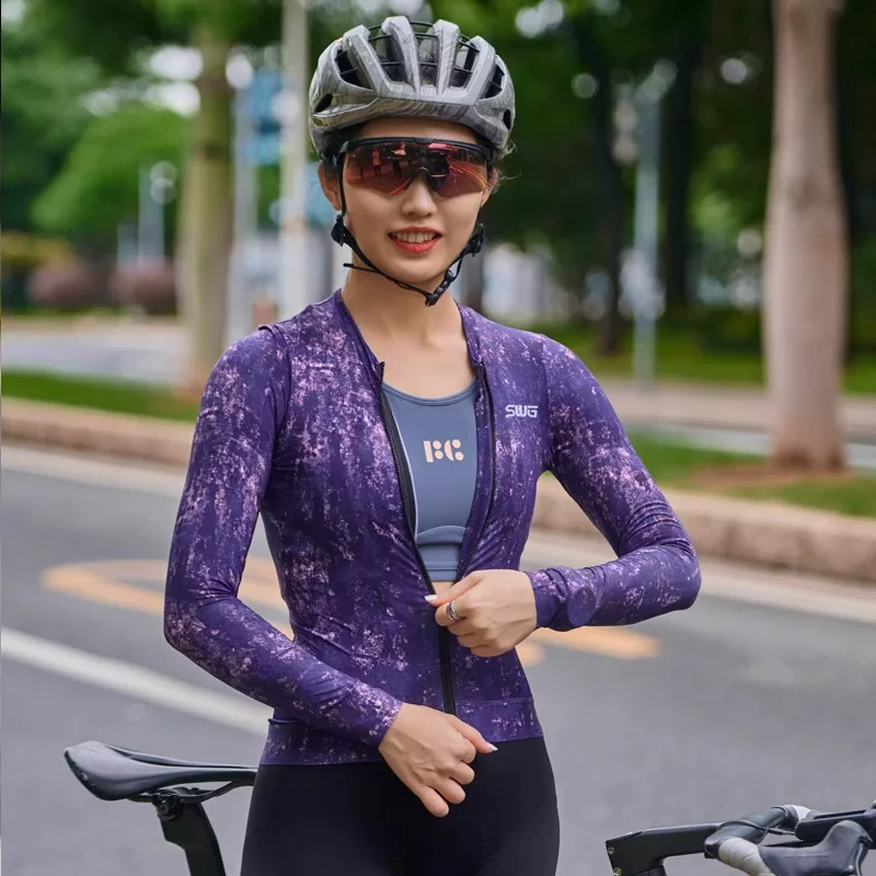 Áo thể thao đạp xe mùa thu mới của SWG Mingsheng dành cho nữ, áo dài tay, áo bảo vệ nắng, nhanh khô, thoáng khí, phù hợp với xe đạp đường trường