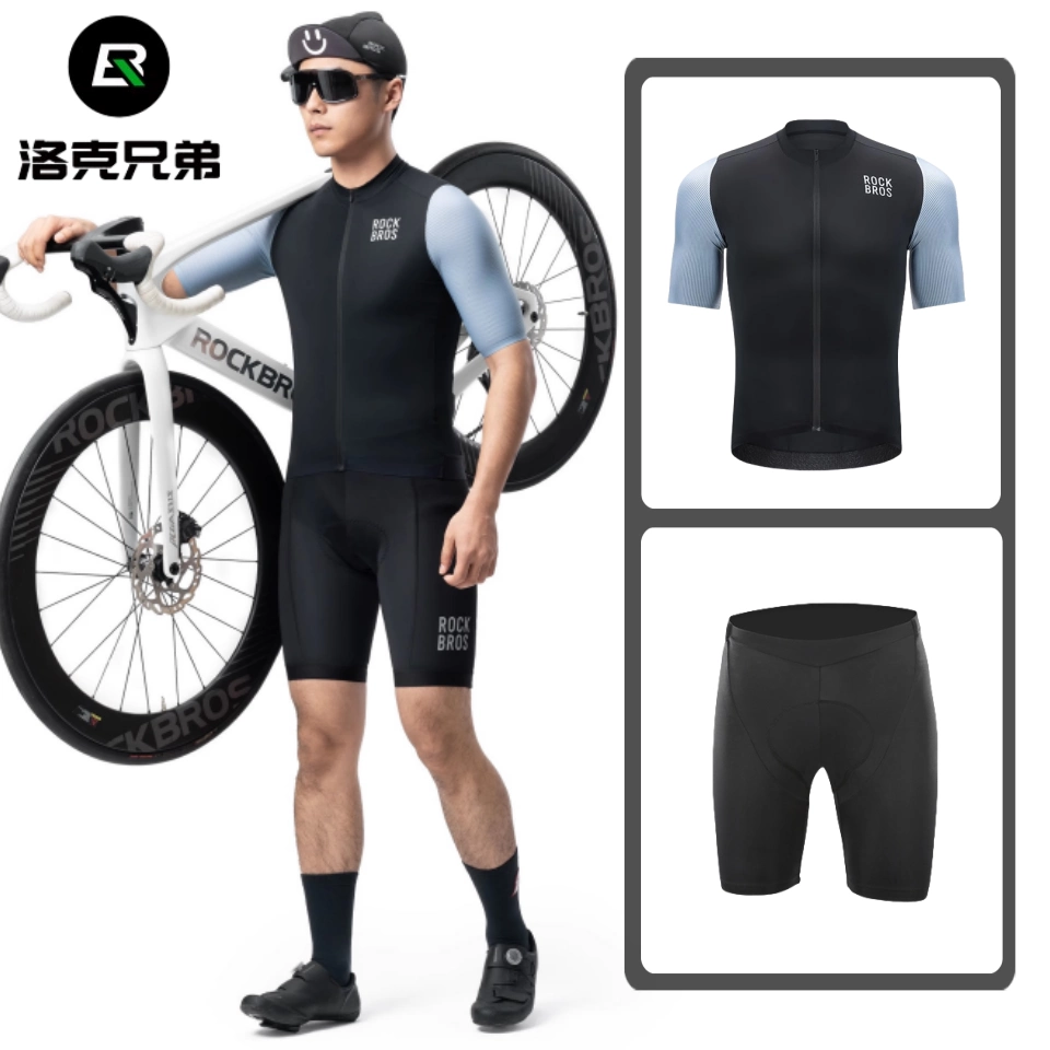 Áo đi xe đạp ngắn tay mùa xuân hè của Rock Brothers, độ đàn hồi cao, nhanh khô, quần áo đi xe đạp đường trường thoáng khí, thiết bị đi xe đạp ôm sát cho nam