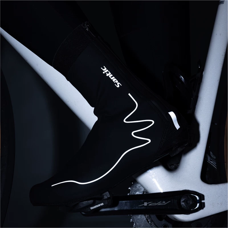 Bao giày đi xe đạp chống thấm nước mùa thu đông Santic, bao giày phản quang chống gió cho xe đạp đường trường ngoài trời
