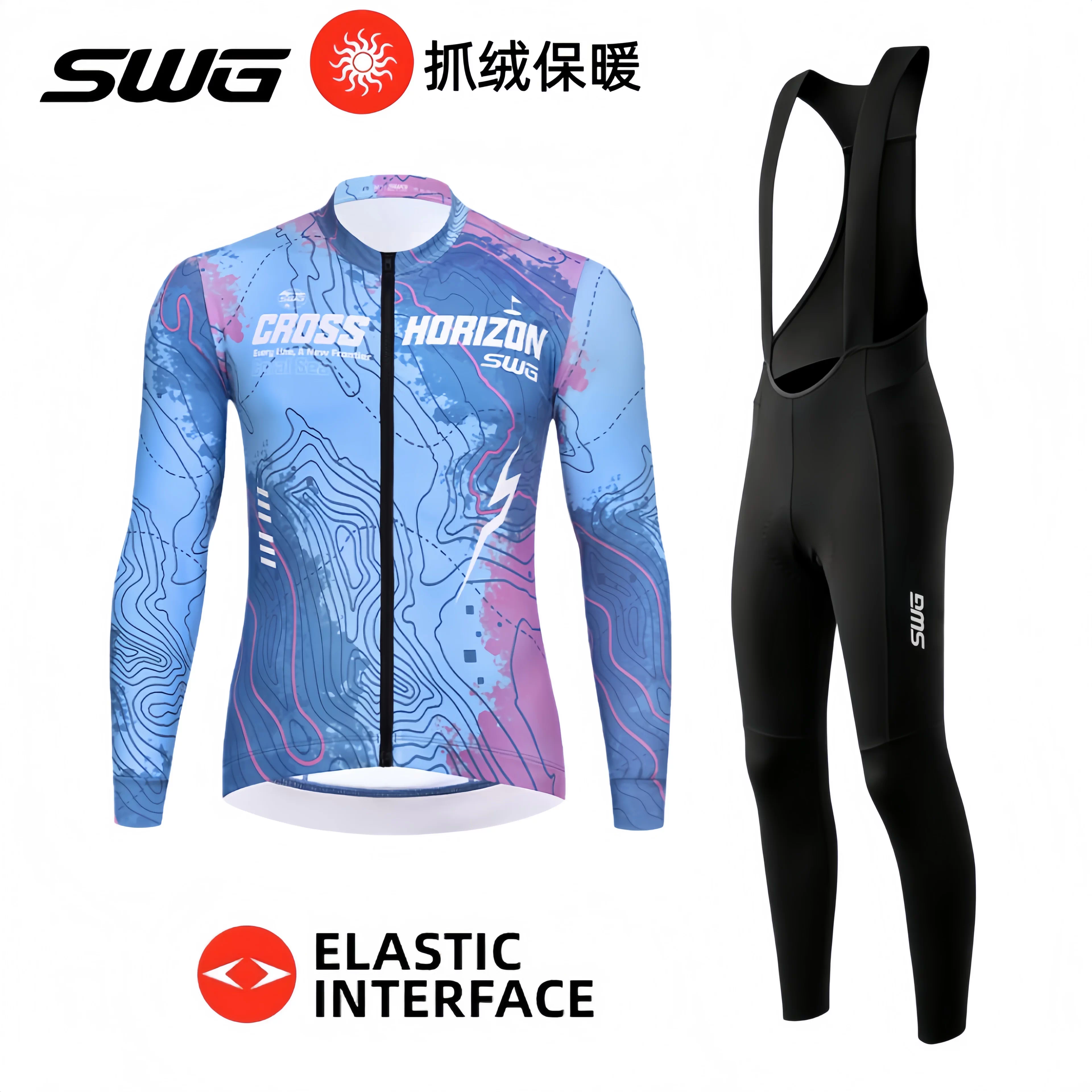 Bộ đồ đạp xe giữ ấm SWG Mingsheng mùa thu đông, áo dài tay, dành cho xe đạp đường trường, áo khoác nỉ dành cho nam