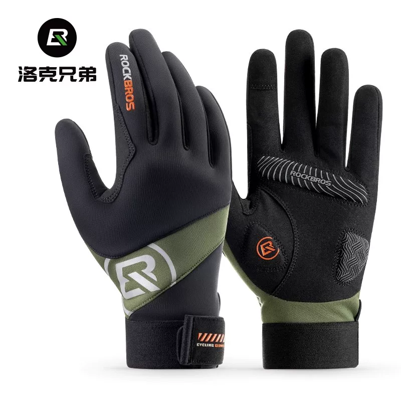 Găng tay đi xe đạp Rock Brothers Găng tay đi xe đạp đường trường và leo núi đầy đủ ngón Găng tay dài ngón ấm áp dành cho nam và nữ màn hình cảm ứng mùa thu đông
