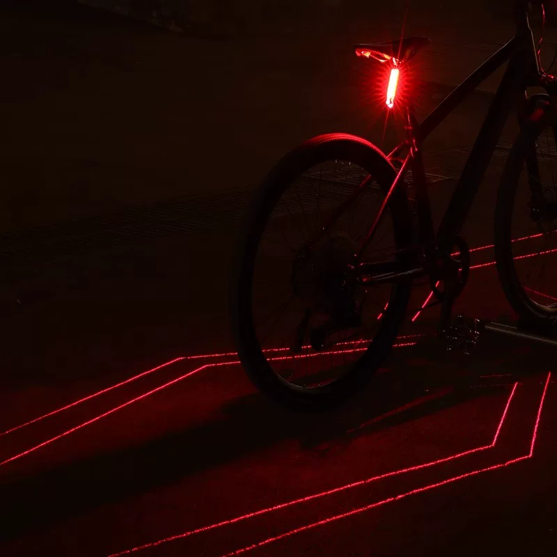 Đèn hậu xe đạp, phụ kiện thiết bị đi xe đạp ban đêm thông minh có độ sáng cao, đèn cảnh báo đèn hậu xe đạp leo núi laser sạc USB