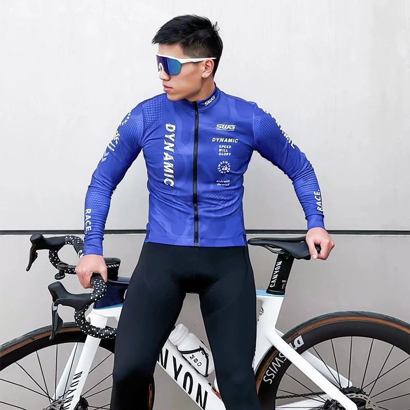 SWG Mingsheng Bộ đồ đi xe đạp bằng lông cừu mùa thu đông Bộ đồ đi xe đạp dày dặn ấm áp Bộ đệm mũi tên đôi