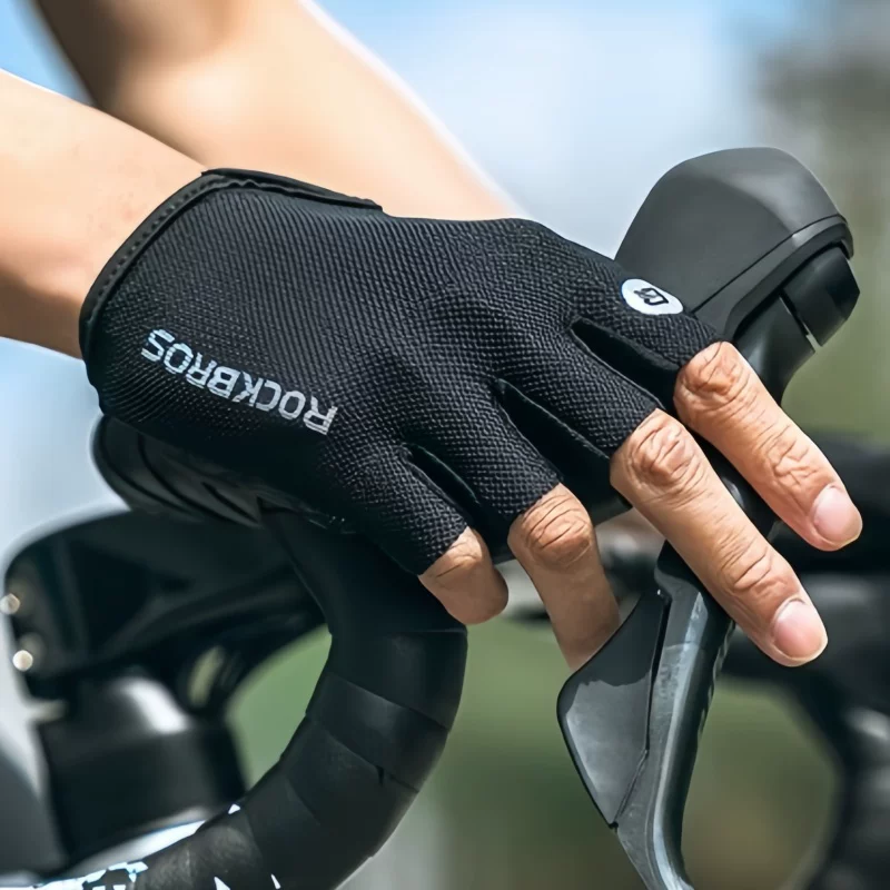 Găng tay đi xe đạp Rock Brothers Găng tay nửa ngón dành cho xe đạp đường trường và xe đạp leo núi dành cho nam và nữ, găng tay ngắn ngón tay cảm ứng mùa xuân và mùa hè