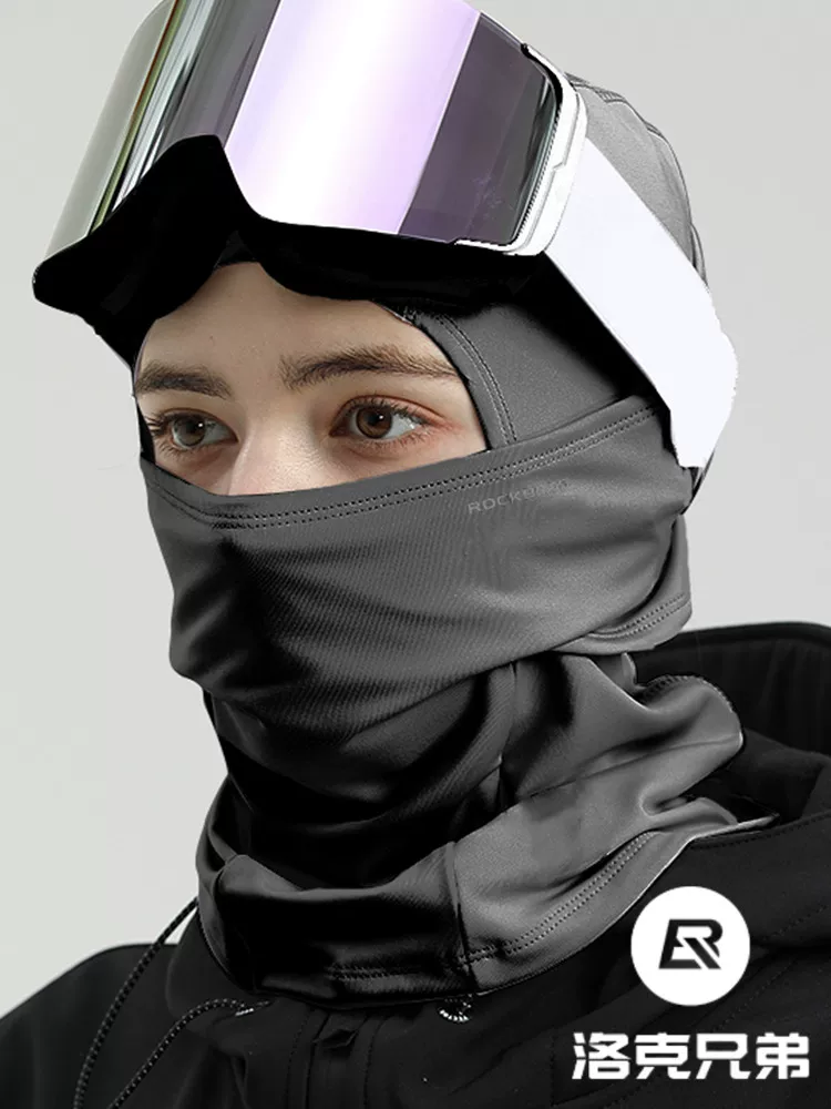 Mũ trùm đầu trượt tuyết ROCKBROS dành cho nam với lớp lót lông cừu, mặt nạ giữ ấm từ tính chống gió dành cho nữ, bảo vệ mặt mũ bảo hiểm hai lớp