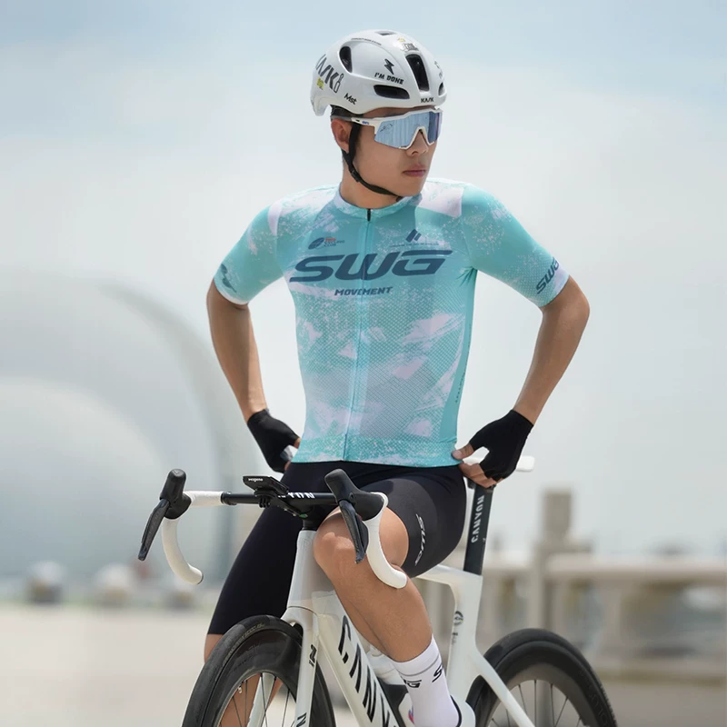 Áo thể thao đạp xe SWG Mingsheng mùa hè mới, quần đạp xe ngắn tay thoáng khí, bộ đồ đạp xe