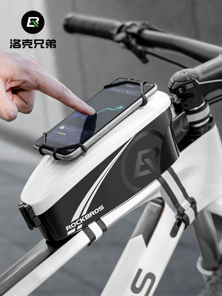 Túi đựng xe đạp Rock Brothers, túi đựng trên khung xe, túi khung xe phía trước, túi đựng điện thoại vỏ cứng, xe đạp leo núi và thiết bị đi xe đạp đường trường.