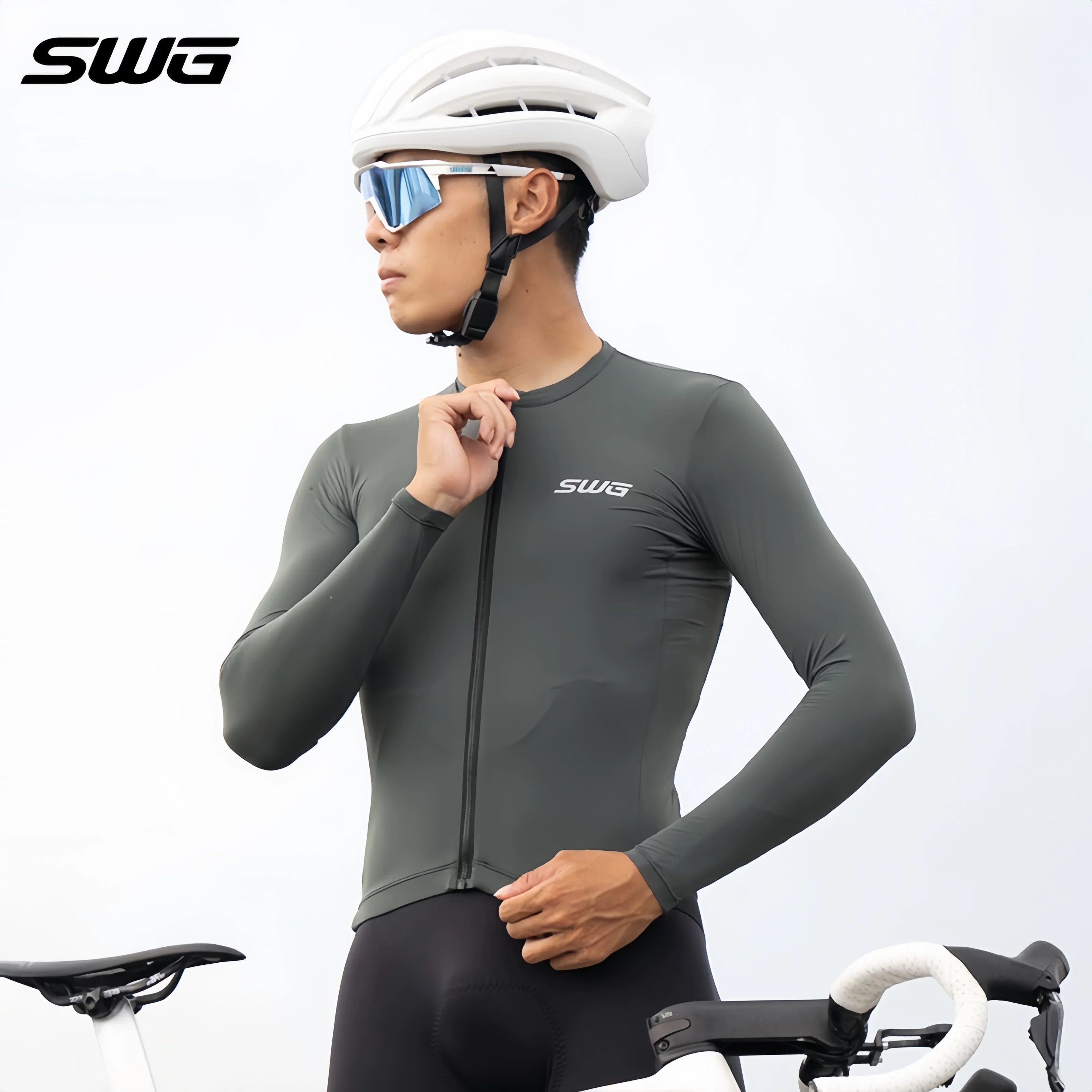 SWG Mingsheng Áo đi xe đạp mùa thu dài tay cho nam có độ đàn hồi cao Áo xe đạp đường trường thoáng khí chống nắng thấm mồ hôi Nhanh khô