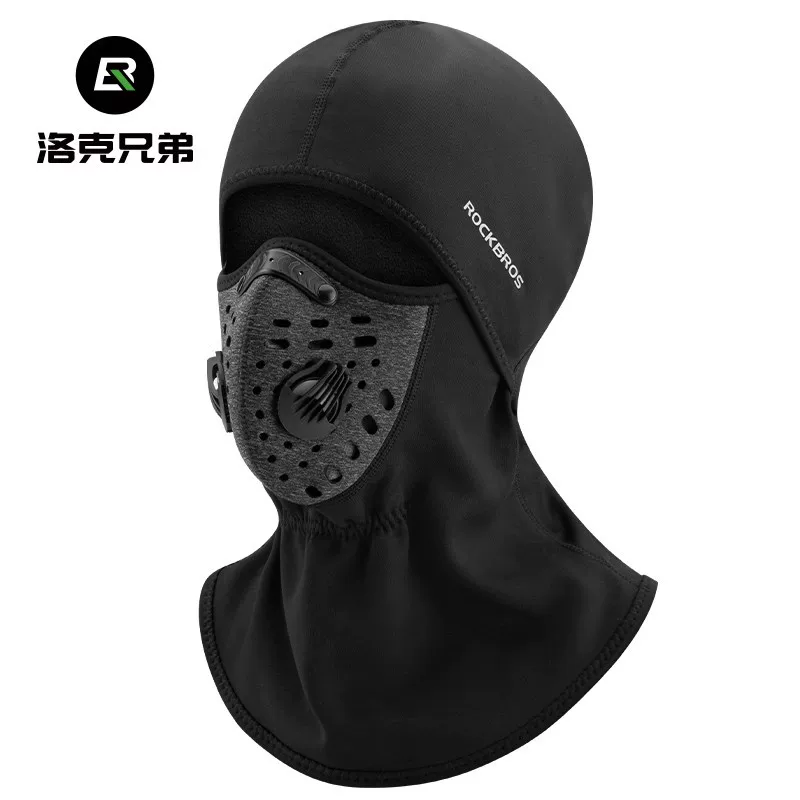 Mũ trùm đầu đi xe đạp ấm áp của Rock Brothers Mặt nạ đi xe máy mùa thu đông ngoài trời toàn mặt bằng lông cừu giữ ấm cổ cho nam và nữ