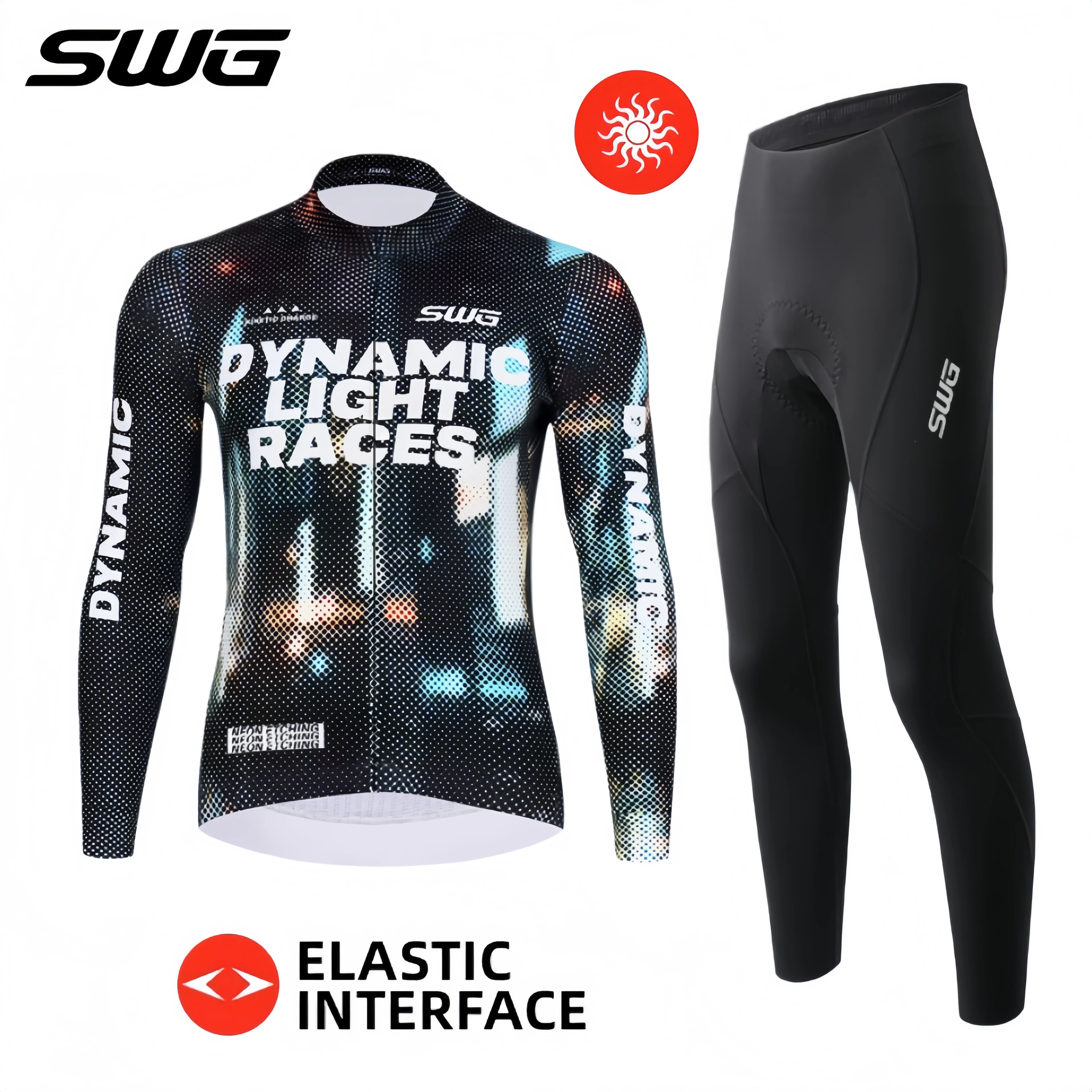 SWG Mingsheng Bộ đồ đi xe đạp Bộ lông cừu ấm áp dài tay quần dài unisex mùa thu đông ngoài trời đi xe đạp thể thao