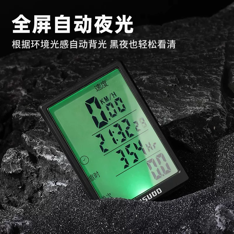 Máy đo tốc độ xe đạp leo núi Captain Tas không dây, chống nước, phát sáng, kèm giá đỡ mở rộng