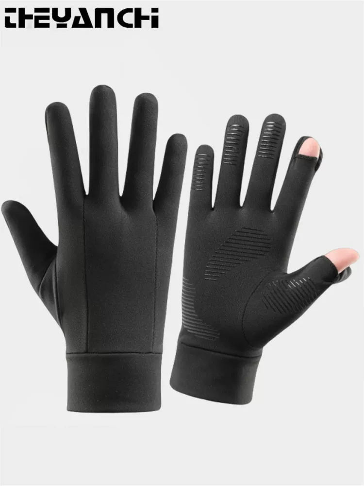 Găng tay trượt tuyết có lớp lót bên trong dành cho nữ, đi bộ đường dài ngoài trời mùa đông, leo núi, chạy bộ, giữ ấm và chống gió cho nam, có nắp lật không ngón để chụp ảnh