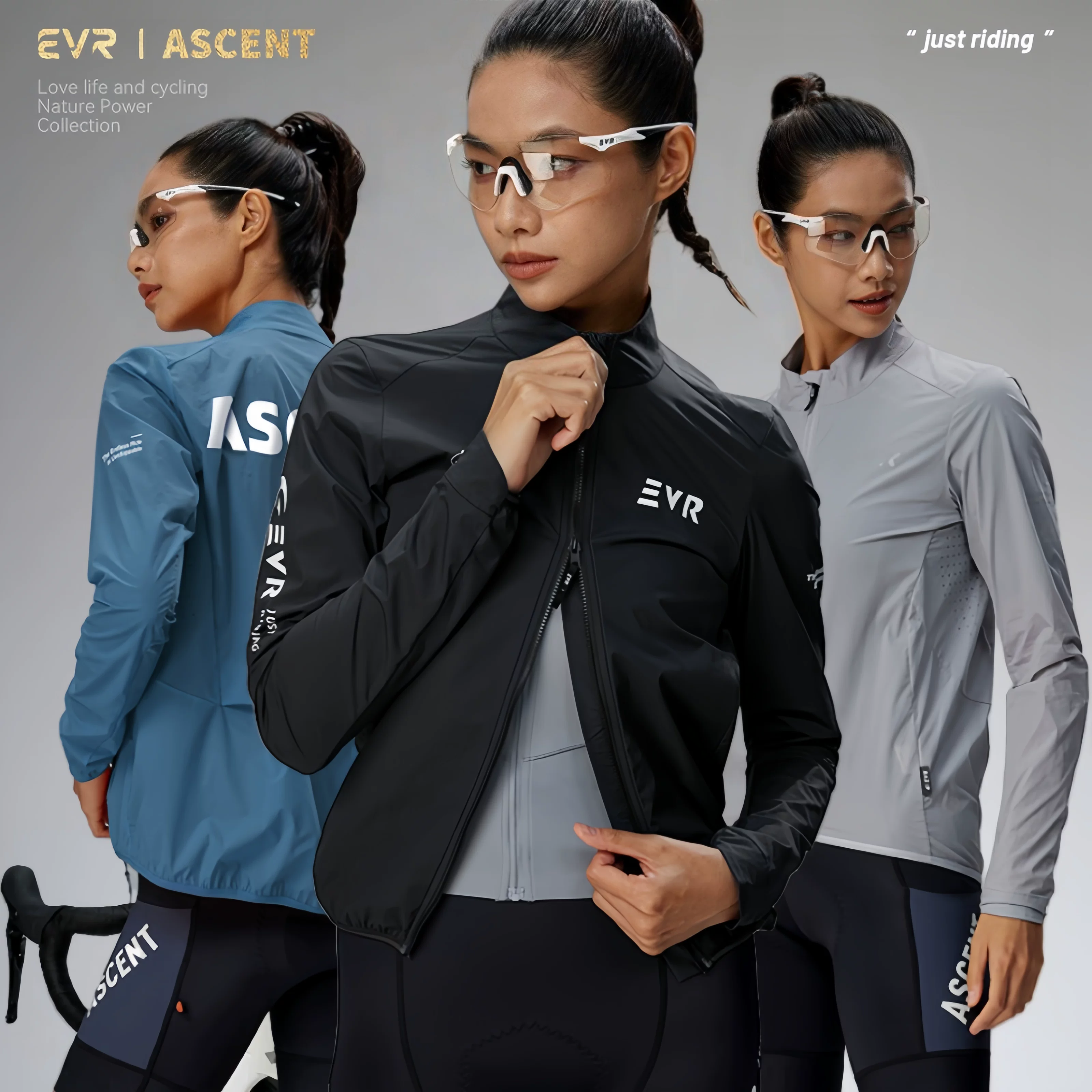 Áo khoác gió đi xe đạp mùa xuân thu EVR dành cho nam và nữ, chống gió khi đi xe đạp, chống thấm nước, chống nắng, dài tay, nhanh khô, áo thoáng khí