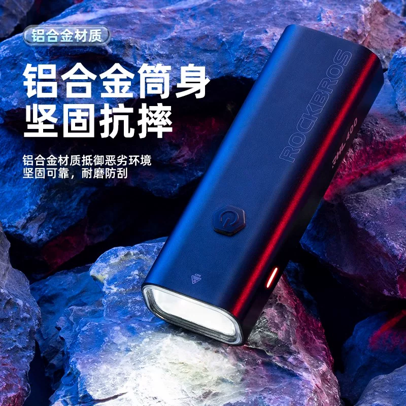 Đèn trước xe đạp Rock Brothers để đi xe đạp ban đêm, đèn pin mạnh, có thể sạc lại bằng USB, dành cho xe đạp leo núi và xe đạp đường trường.