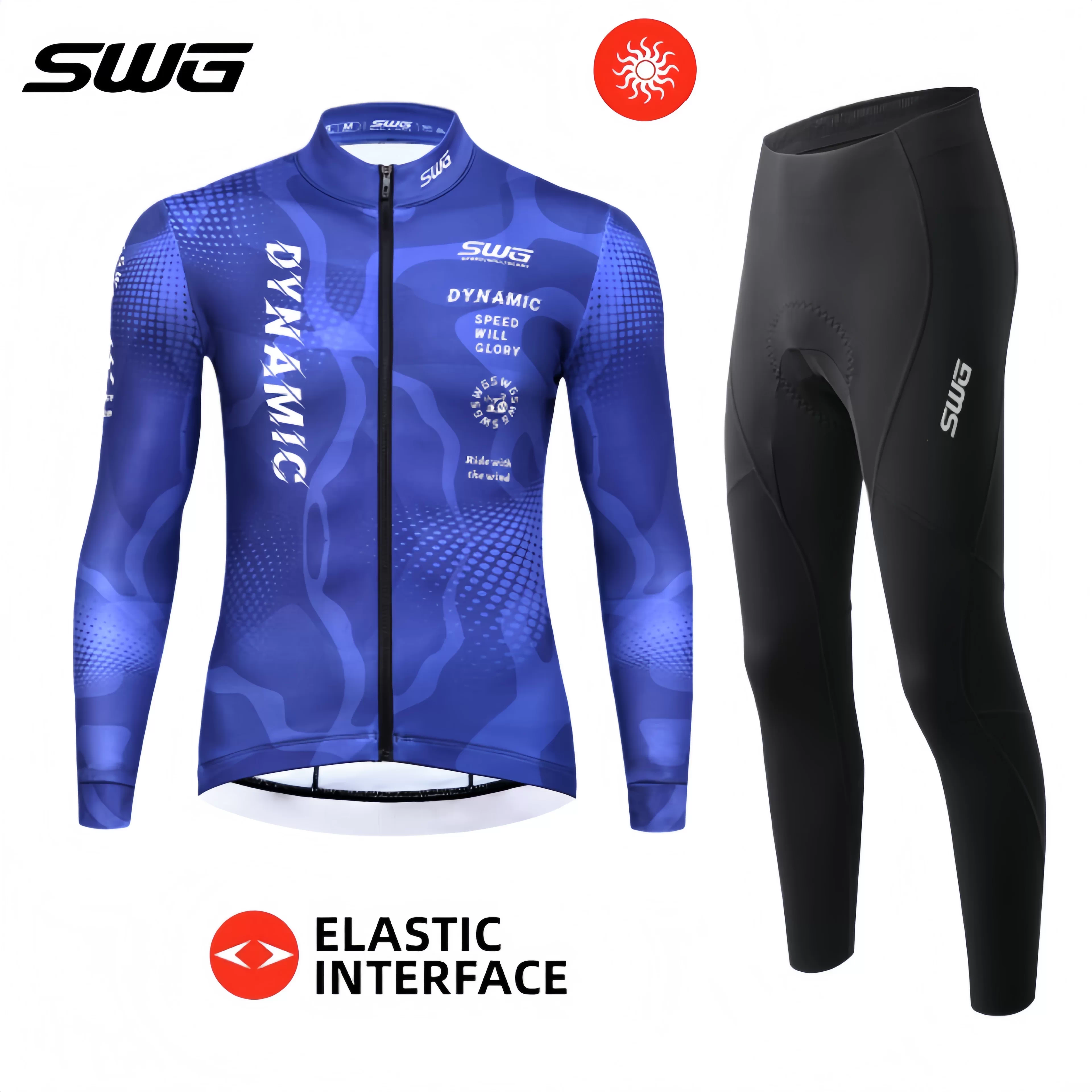 SWG Mingsheng Bộ đồ đi xe đạp bằng lông cừu mùa thu đông Bộ đồ đi xe đạp dày dặn ấm áp Bộ đệm mũi tên đôi