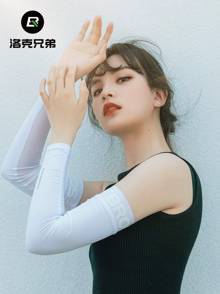 Tay áo chống nắng Rock Brothers dành cho nam và nữ, tay áo chống tia cực tím, tay áo đi xe đạp mùa hè bằng lụa băng