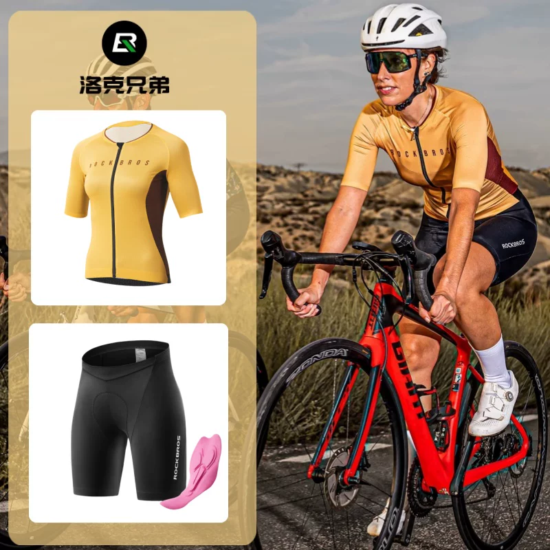 Quần áo đi xe đạp Rock Brothers dành cho nam và nữ, bộ quần short ngắn tay mùa xuân hè, đạp xe đường trường, nhanh khô, đạp xe chuyên nghiệp