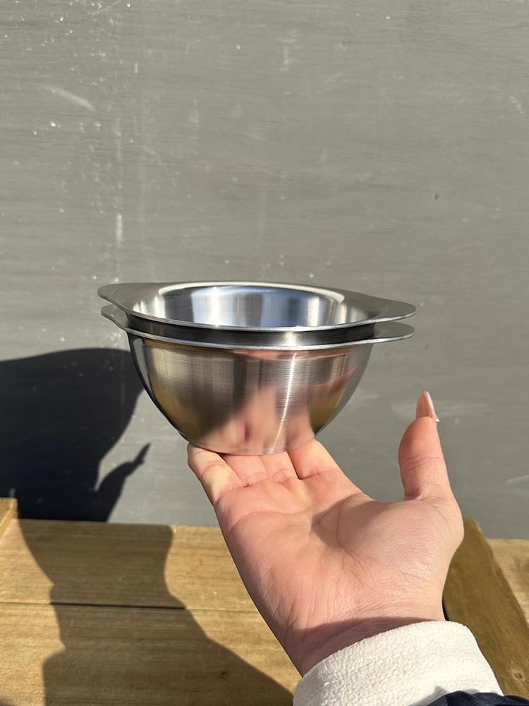 Bát inox Feishilang 18/10, bát ăn dặm trẻ em, dày dặn, chống rơi, tay cầm đôi, bình sữa nhỏ, 14cm