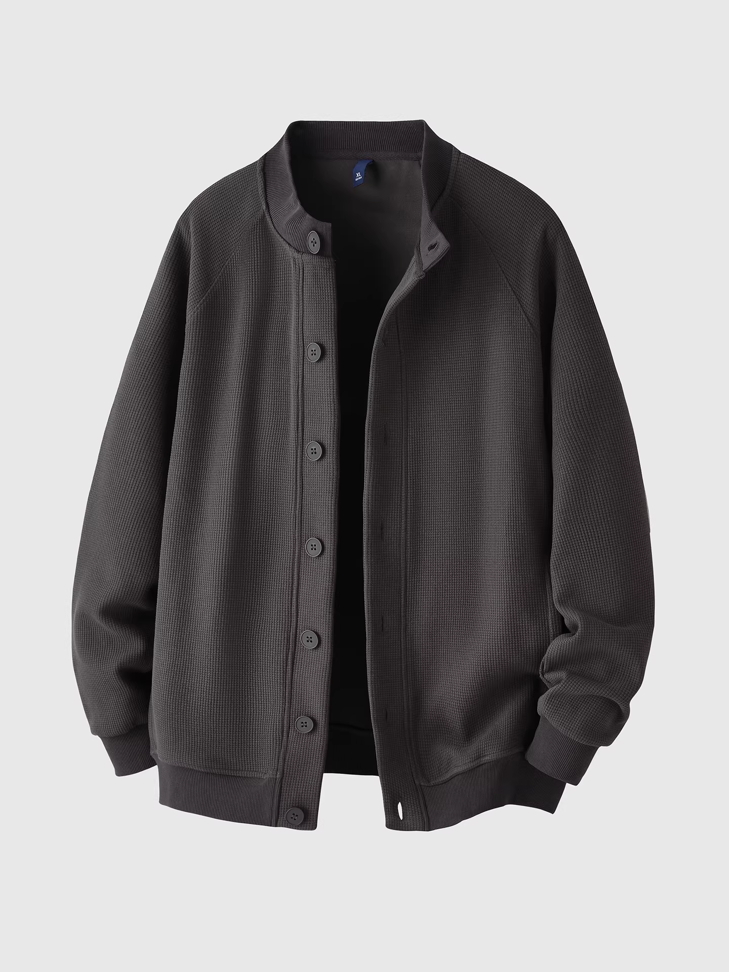 Áo khoác waffle hạng nặng Pure Group 470G dành cho nam, kiểu dáng rộng theo phong cách Mỹ mùa đông, lót lông cừu, áo khoác cardigan bóng chày ấm áp.