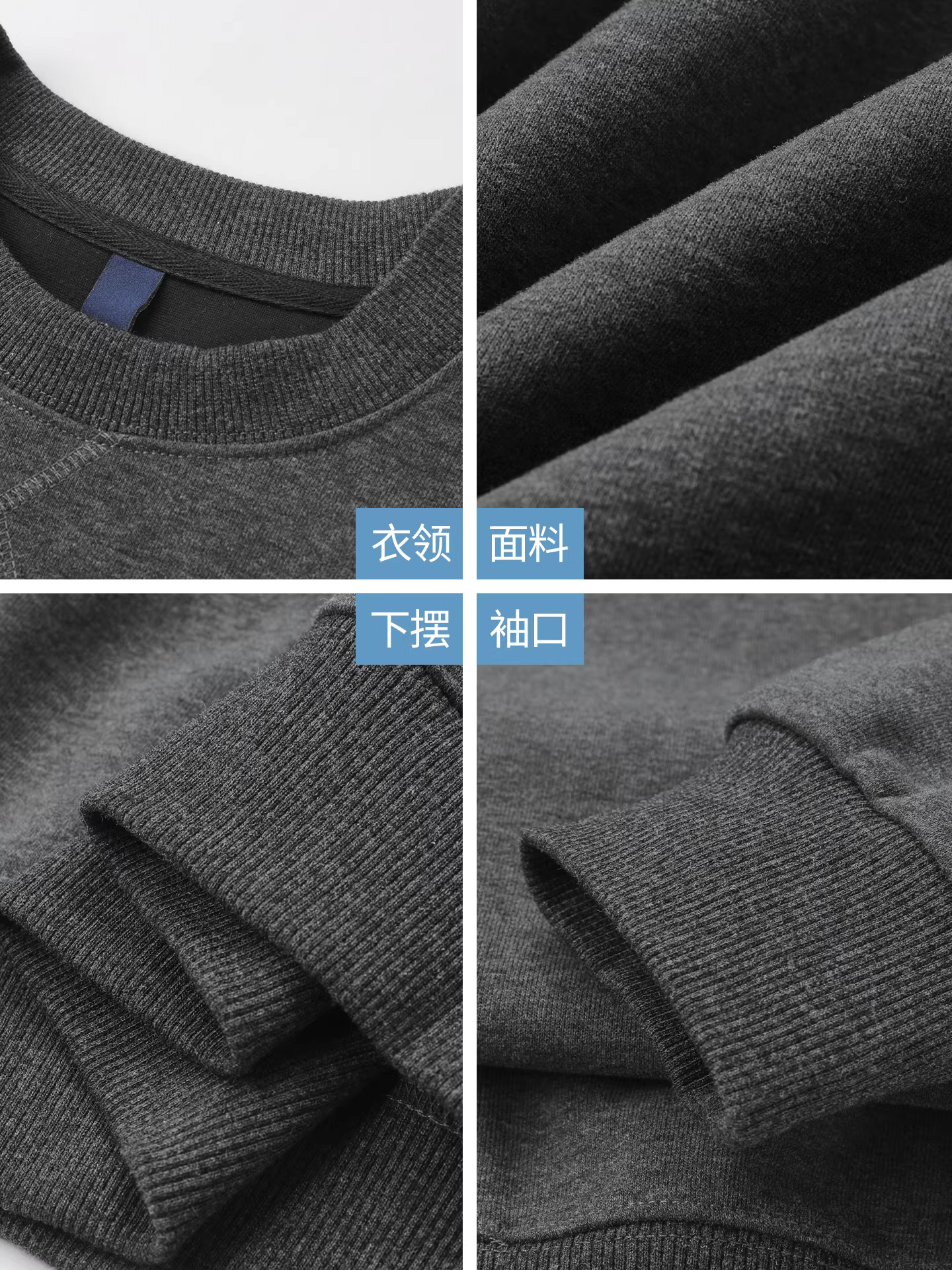 Áo nỉ lông cừu hạng nặng Pure Group 380G dành cho nam, phong cách Mỹ mùa thu đông, không mũ, dày dặn, ấm áp, áo lót bên trong.