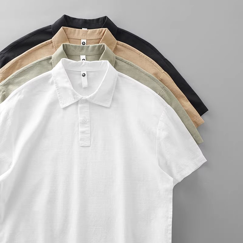 Áo polo nam chất liệu cotton tre nguyên chất, tay ngắn, mùa hè thoáng mát, cao cấp, màu trơn, kiểu dáng Mỹ, có cổ.