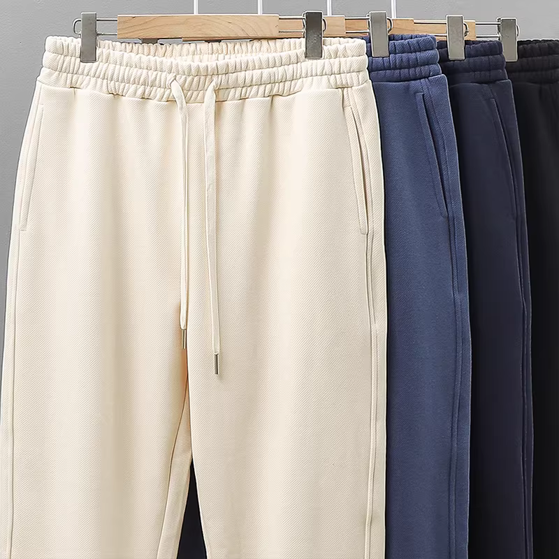 Quần jogger nỉ dày kiểu Mỹ dành cho nam, mùa thu đông, lót lông cừu, dày dặn, quần thể thao rộng rãi, phong cách thường ngày.