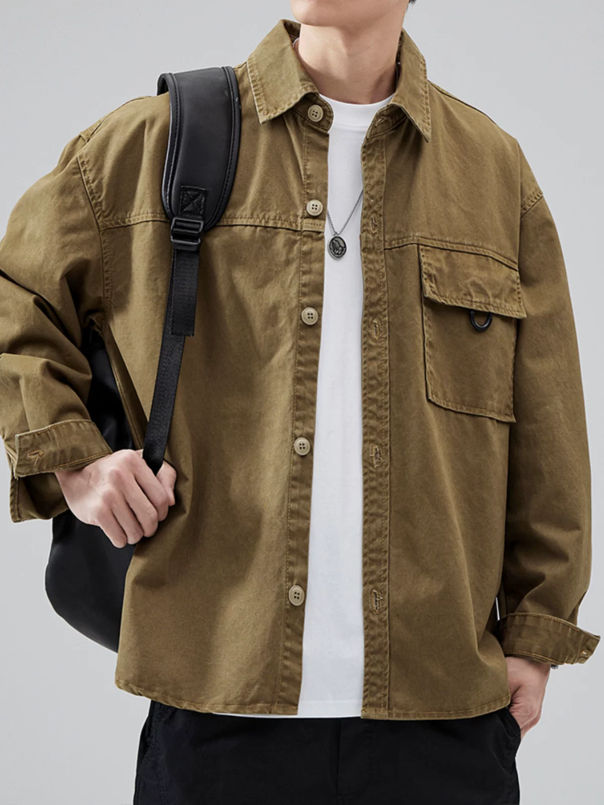 Áo khoác denim cotton nguyên chất hạng nặng dành cho nam, phong cách cổ điển Mỹ mùa thu, áo khoác bảo hộ lao động cao cấp, thoáng mát và rộng rãi.