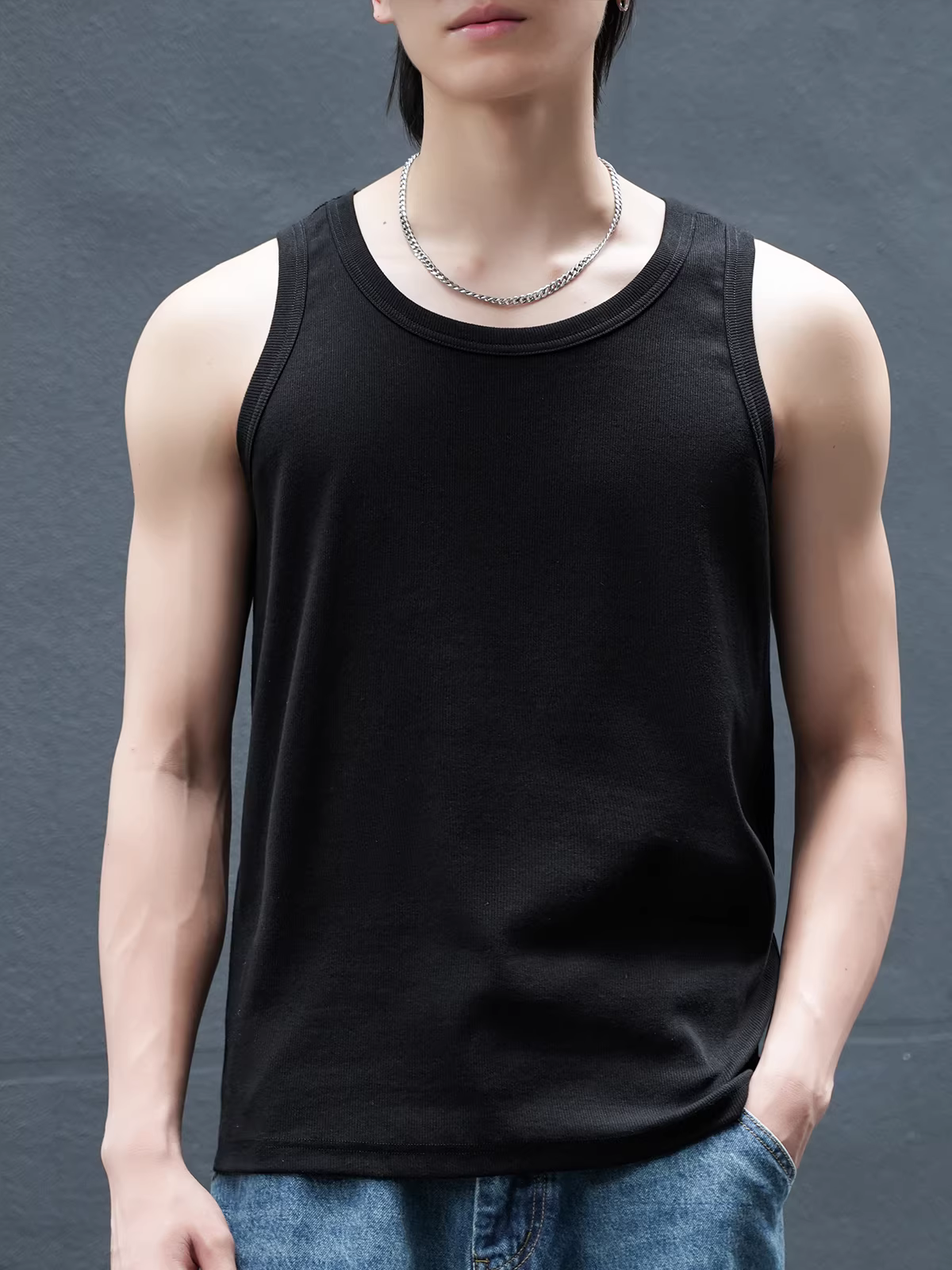 Áo ba lỗ nam chất liệu dày dặn kiểu Mỹ 300G, mặc tập luyện thể thao mùa hè, màu trắng