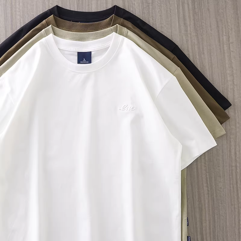 Áo thun nam tay ngắn mùa hè chất liệu Sorona cao cấp 250G, in chữ thêu, chất liệu lụa đá, chống nắng, nhanh khô