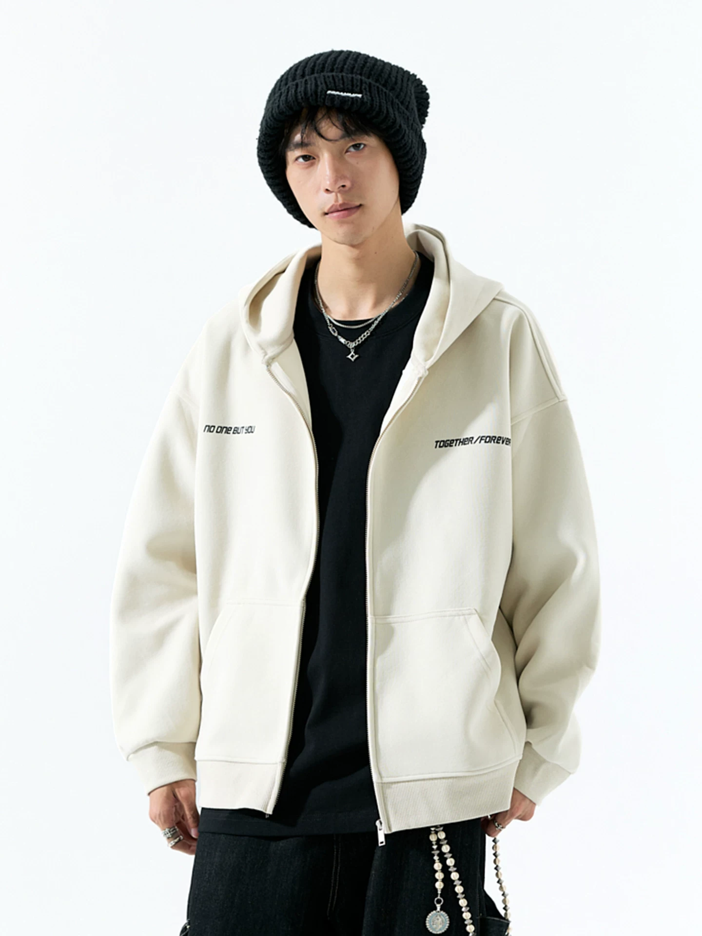 Áo khoác nỉ có khóa kéo hạng nặng Pure Group 450G dành cho nam, áo khoác hoodie dày dặn theo phong cách Mỹ, dáng rộng, hợp thời trang, in hình thương hiệu.