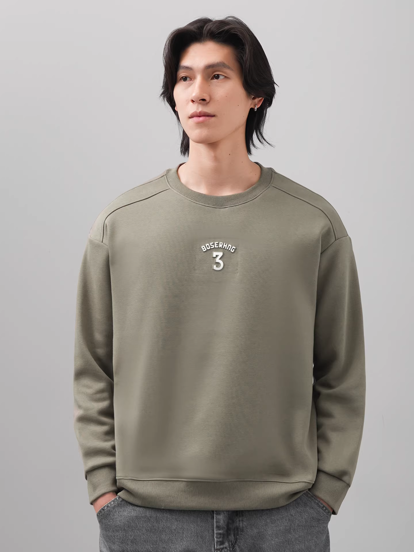 Áo nỉ dày dặn có lớp lót lông cừu in hình dành cho nam, mùa thu đông, dày dặn ấm áp, kiểu dáng thời trang Mỹ, cổ tròn, không mũ.