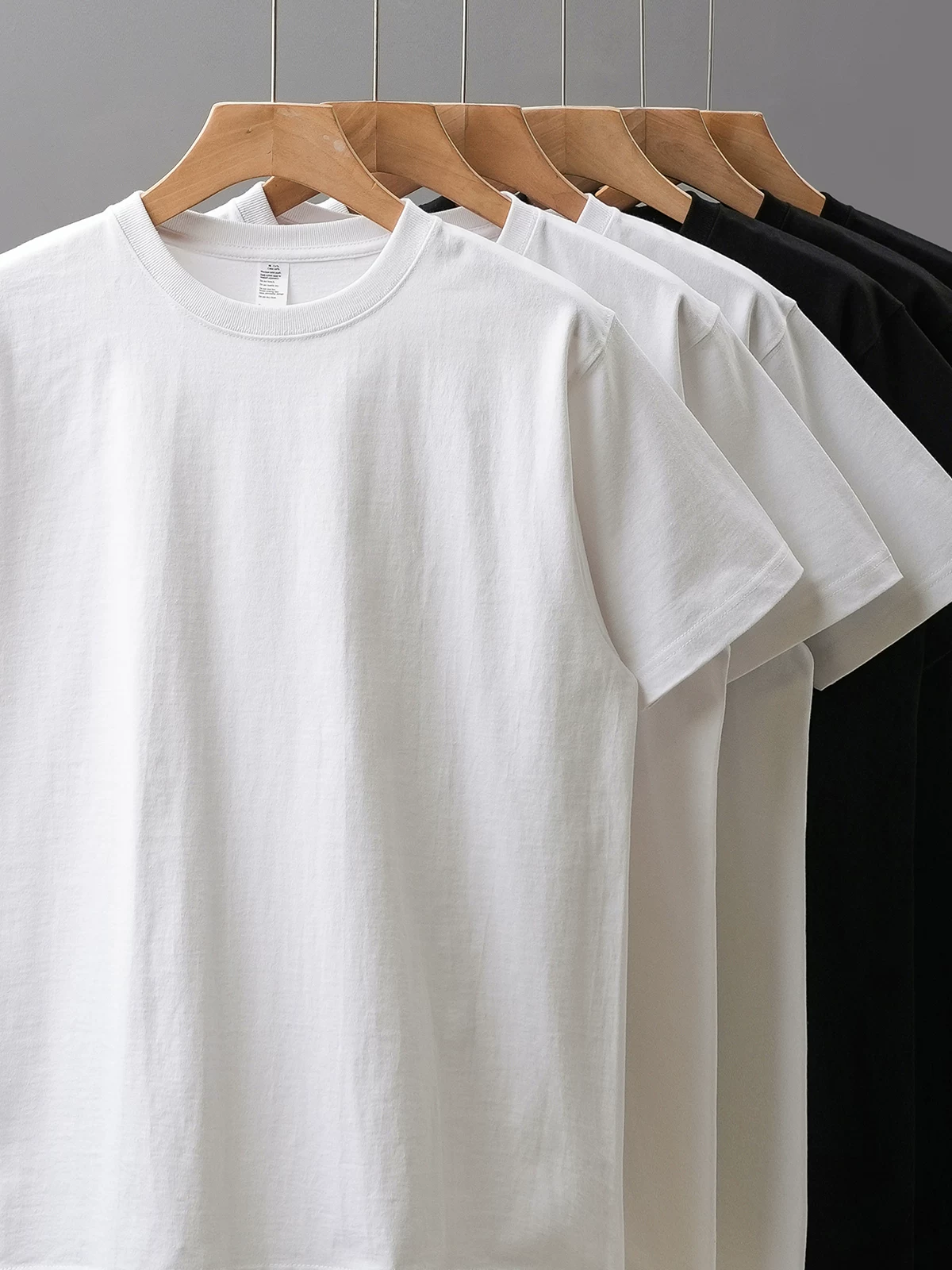 (Mua một tặng một) Áo thun ngắn tay chất liệu cotton nguyên chất nặng 280g dành cho nam, áo thun trơn màu trắng cổ tròn, kiểu dáng thường ngày mùa hè