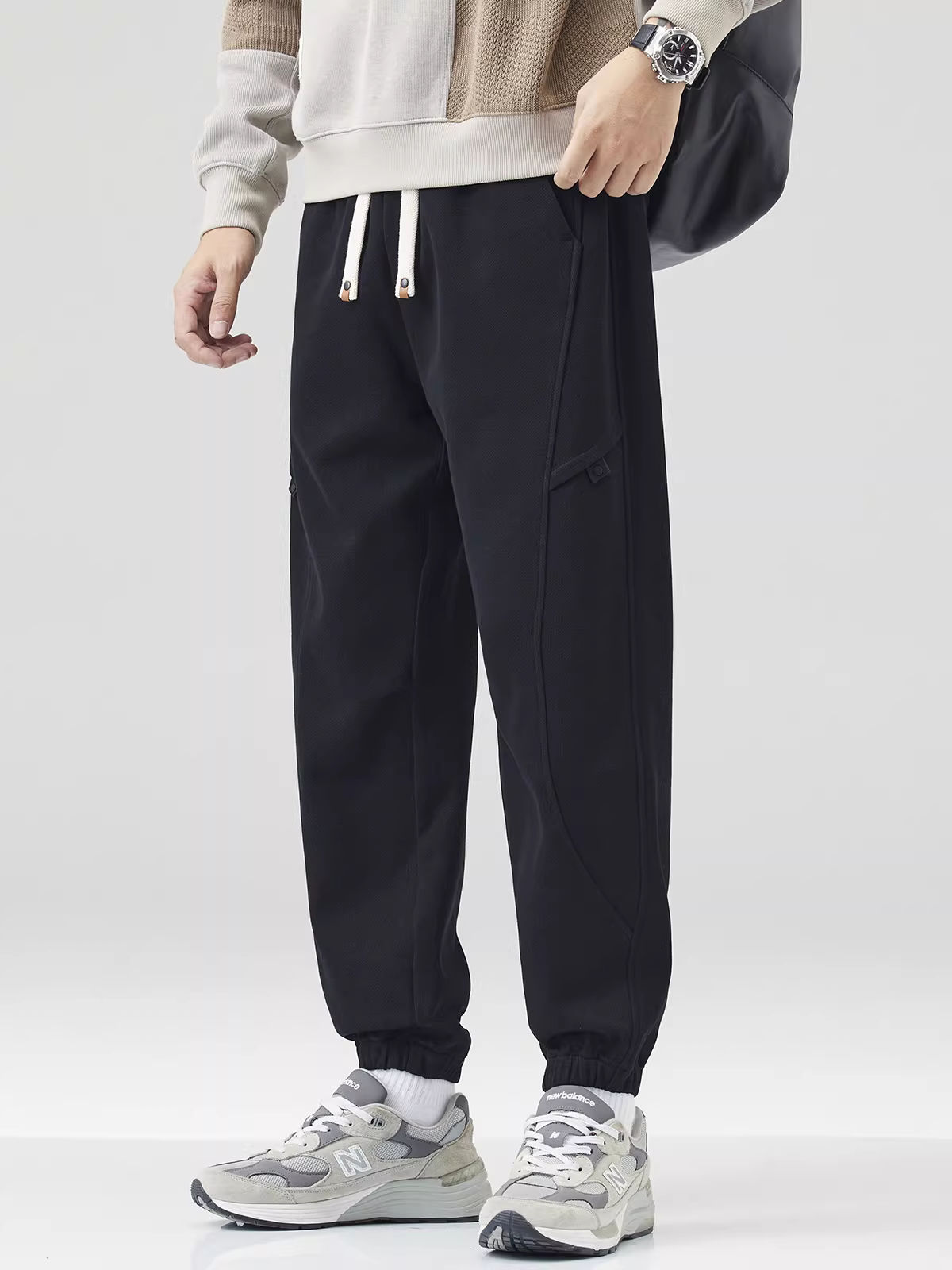 Quần jogger nam lót lông dày mùa đông 2024 kiểu đường phố Mỹ mới, dài, ấm, rộng rãi, thoải mái