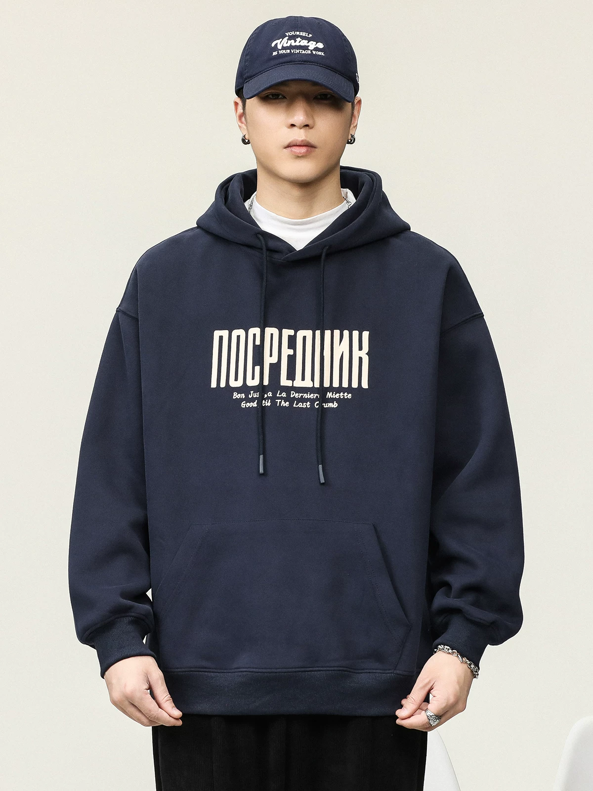 Áo hoodie nam chất liệu dày dặn 420G, mùa xuân thu, in họa tiết phong cách Mỹ thời thượng, áo khoác hoodie dáng rộng tay dài