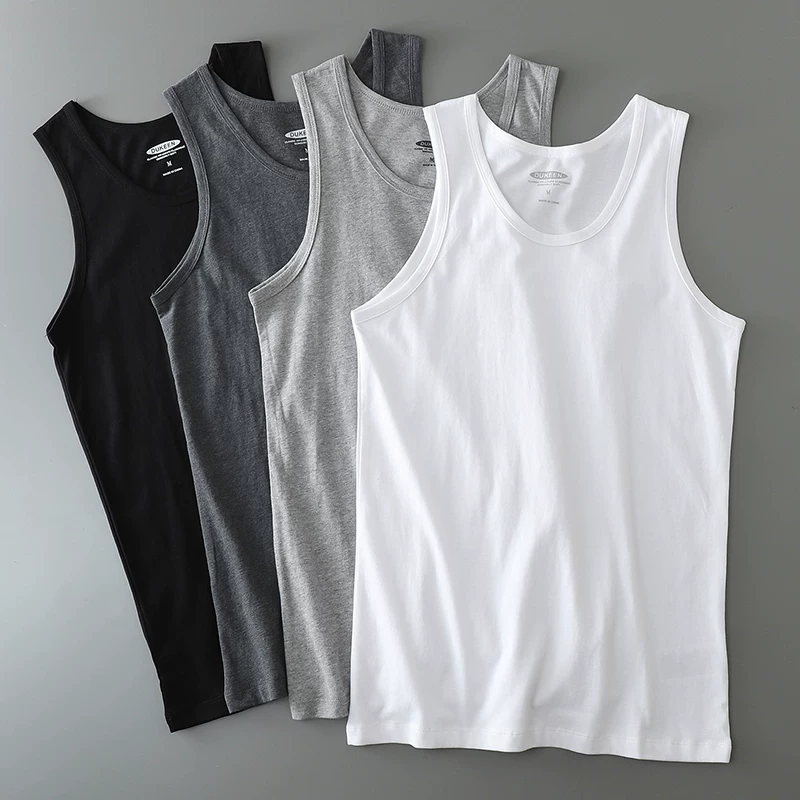 (Mua một tặng một) Áo ba lỗ cotton nguyên chất kiểu Mỹ dành cho nam, áo lót thể thao thể dục, áo thun không tay màu trơn thoáng khí, thương hiệu thời thượng