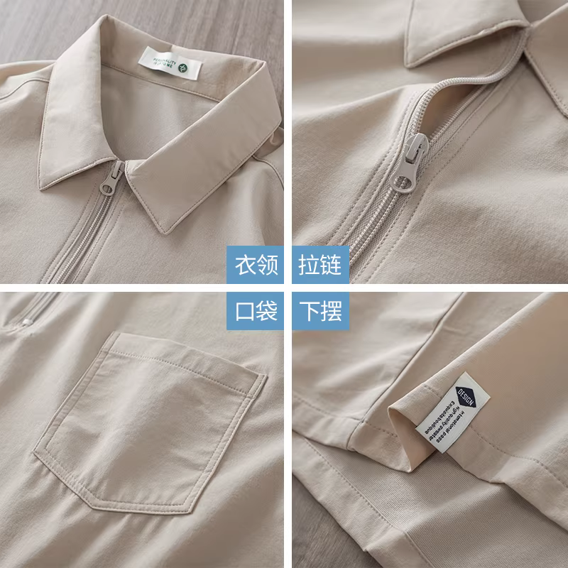 Áo sơ mi POLO kiểu núi Mỹ thuần túy dành cho nam, áo sơ mi công sở ngắn tay mùa hè nhanh khô, áo thun nửa khóa kéo CityBoy dáng rộng