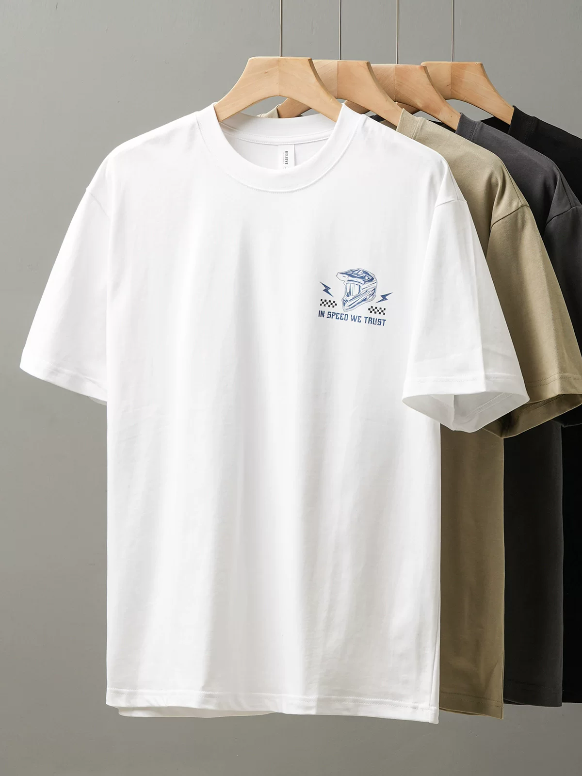 Áo thun cotton nguyên chất hạng nặng kiểu Mỹ dành cho nam, tay ngắn, thương hiệu hợp thời trang mùa hè, in hình xe máy cổ điển, áo nửa tay rộng.
