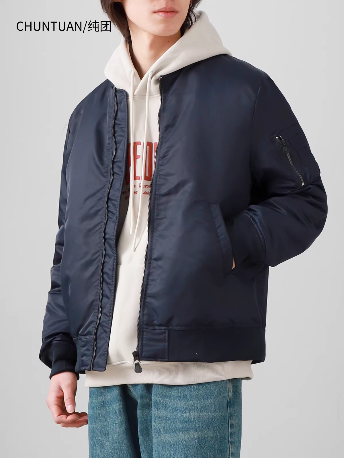 Áo khoác phi công MA-1 kiểu Mỹ thuần túy dành cho nam, quần áo cotton ấm áp vừa vặn mùa đông mới, áo khoác bóng chày cổ điển, hợp thời trang.