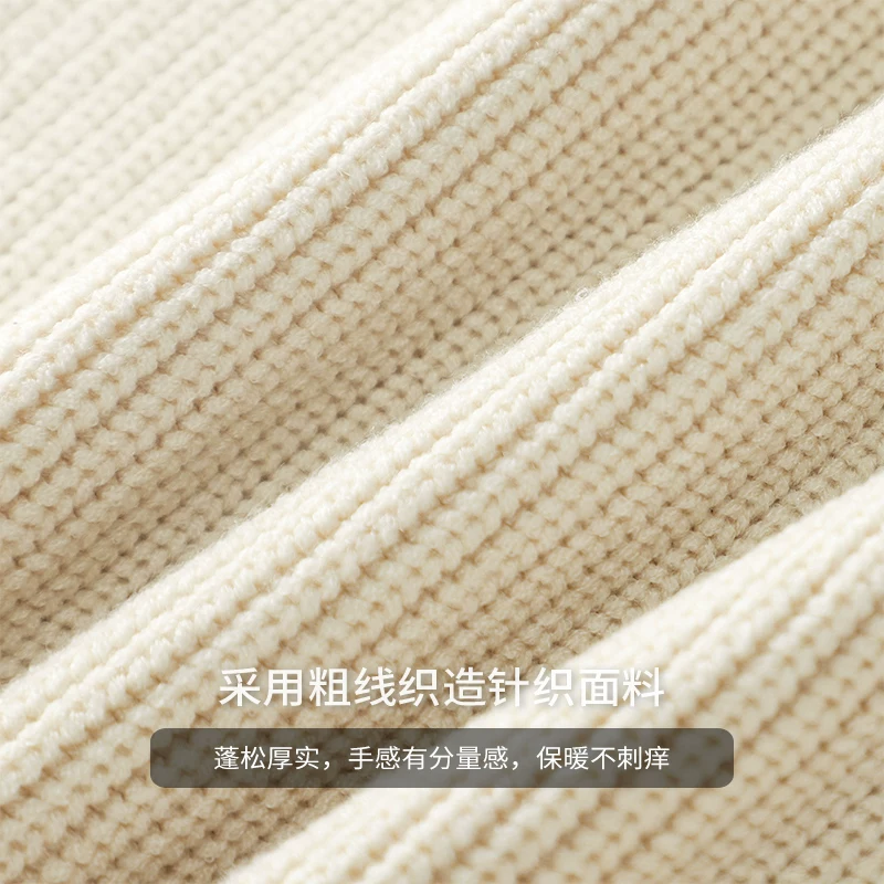 Áo len hạng nặng kiểu Nhật dành cho nam, mùa thu đông, dáng rộng, ấm áp, dệt kim dày, cổ cao nửa cổ, hàng dệt kim, lớp lót, áo khoác rộng rãi.