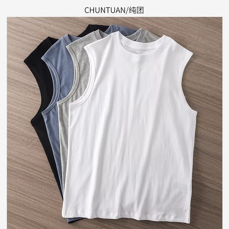 Áo thun không tay kiểu Nhật dành cho nam, thương hiệu thời thượng, dáng rộng, áo ba lỗ bằng cotton nguyên chất, áo lót thể thao, áo vest trắng không tay chơi bóng rổ dành cho nữ.