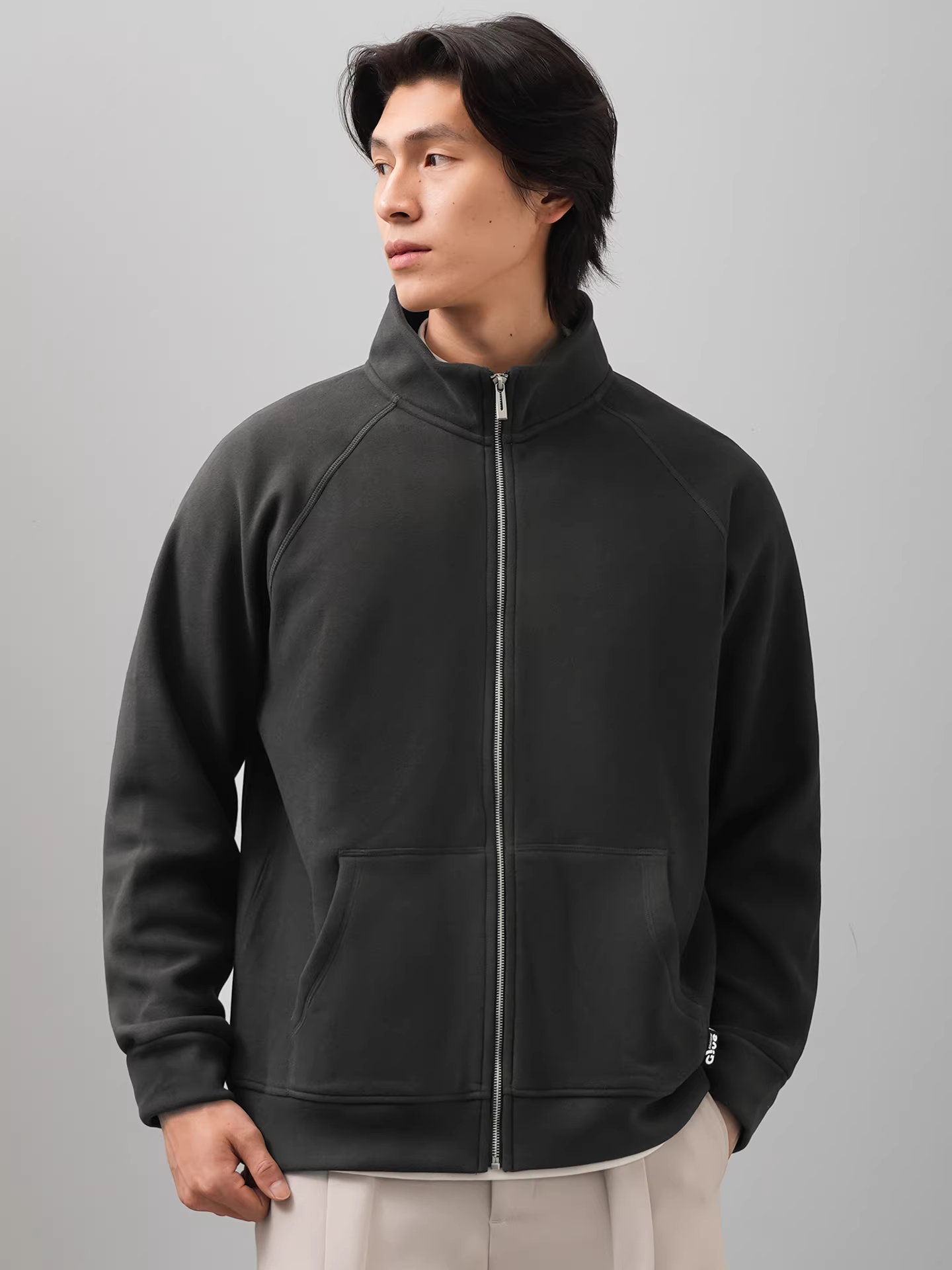 Áo khoác cổ đứng lót lông cừu hạng nặng Pure Group 400G dành cho nam, áo cardigan kiểu Mỹ mùa thu đông có khóa kéo, áo khoác thể thao ấm áp lót lông cừu.