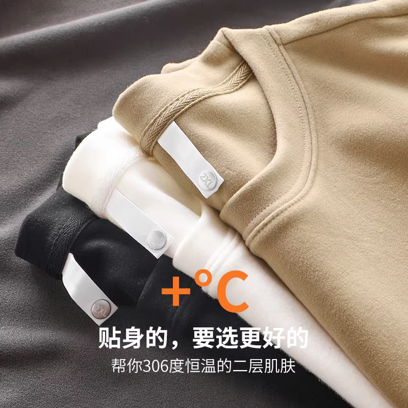 Áo sơ mi lót nhung hai mặt giữ nhiệt của Nhật Bản dành cho nam, mùa thu đông, lót lông cừu và dày dặn, áo thun dài tay màu trơn nặng, mới năm 2021